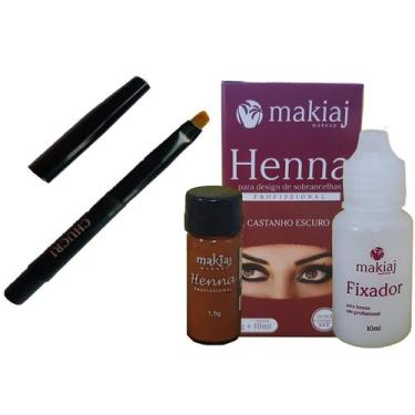 Imagem de Henna p/ Sobrancelhas Makiaj Makeup 1,5g Henna e 10ml fixador + Mini P