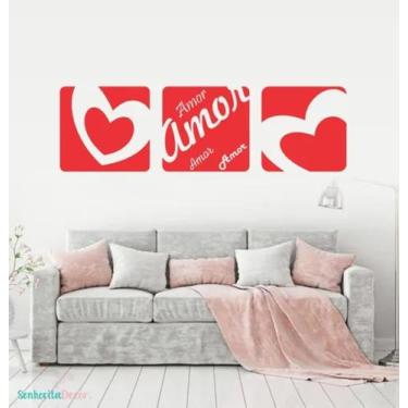 Imagem de Adesivo De Parede Decoração Quarto Casal Sala Amor Coração - pinkie