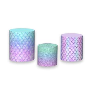 Imagem de Trio De Capa Cilindro - Escamas de Sereia Violeta e Ciano 012 - Via Co