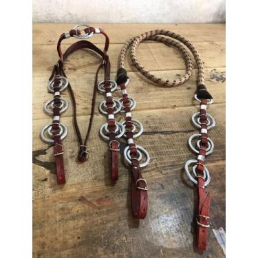 Imagem de Cabeçada E Redea Argolada Cavalo Mula Eguas Burros - AF Couros