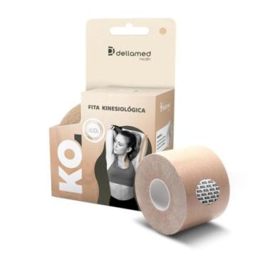 Imagem de Bandagem Elástica Adesiva Kinesiológica Dellamed Alivia Dor e Lesão Mu