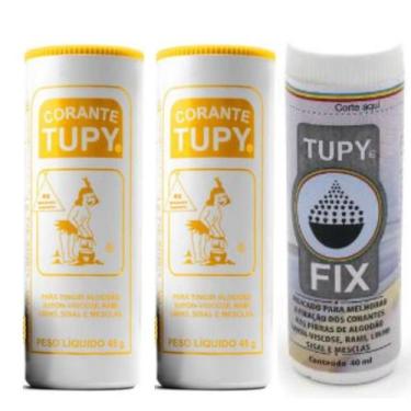 Imagem de  Linha Tupy 2 Corante + 1 Fixador Tupy Fix para Tingir Roupa Amarelo L