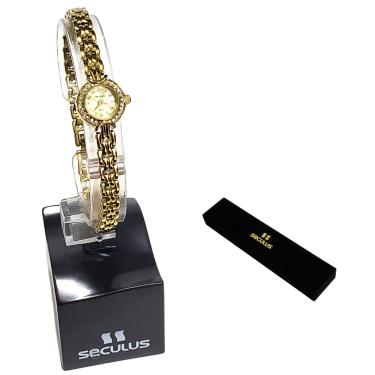 Imagem de Relógio Seculus Feminino Analógico Aço Cristais Mini Dourado 20091LPSVDA3