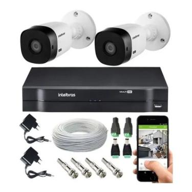 Imagem de Kit Cftv 2 Câmeras Intelbras 1120 Dvr Mhdx 1104 E Acessórios