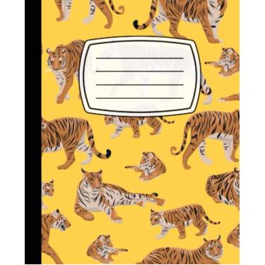 Imagem de Tiger Composition Notebook College Ruled: tiger pattern, | 7.5 x 9.25 inches, 120 pages |, Wide Lined Journal for Big Cat Lover, Cute Composition Notebook for School, Office & Home Use
