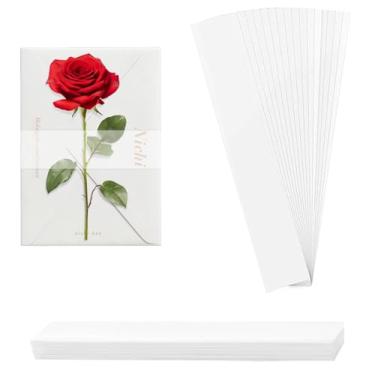 Imagem de 100 pulseiras transparentes para convites de 13 x 18 cm, faixas de barriga de papel velino para acessórios de convites de casamento, faixas decorativas para convites de casamento e envelopes de festa