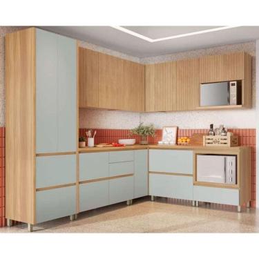 Imagem de Kit de Cozinha Completa 9 Peças Rainha Gourmet (4Aéreos+4Balcões+1Paneleiro) C9P34 Nature/Verde - Nesher