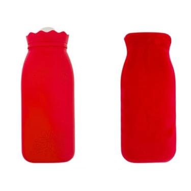 Imagem de Garrafa de água quente com tampa, bolsa de água quente de 650 ml para compressa quente e fria, aquecedor de pés de mão para inverno - vermelho