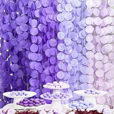 Imagem de pinkblume 205 Pés Lavanda Decoração De Festa Ombre Roxo Bolinhas Pano De Fundo Streamer Papel De Tecido Círculo Ponto Pendurado Guirlanda Para Aniversário Despedida De Solteira Casamento Chá De Panela