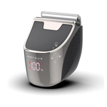 Imagem de Perry Ellis Aparador de cabelo e barba recarregável, barbeador sem fio com ajuste na palma da mão com 5 guias de comprimento ajustáveis, aparador IPX6 resistente à água, bateria de 90 minutos e tela