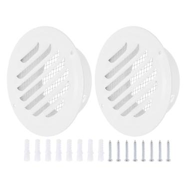 Imagem de PATIKIL Capa de ventilação redonda de 10 cm, 2 peças de aço inoxidável com persiana de entrada de parede, tela de grade para dutos de malha, ventilação com parafusos para ventilação, branca