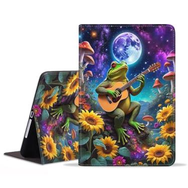 Imagem de FVAENDHIO Capa para Samsung Galaxy Tab S9 FE 5G 10,9 polegadas/Galaxy Tab S9 11 polegadas 2023, suporte ajustável, auto despertar/hibernar, capa de couro inteligente, sapo engraçado tocando guitarra