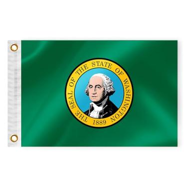 Imagem de Bandeira náutica do estado de Washington 30 x 45 cm dupla face 3 camadas WA bandeira marinha nylon pequeno iate vela pontão barco ATV bicicleta caminhão Jeep motocicleta bandeira latão ilhós