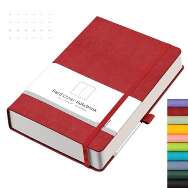 Imagem de AHGXG Caderno pontilhado com 320 páginas numeradas, caderno A5 grosso, papel pontilhado de 100 g/m², capa dura de couro, bolso interno, 14 x 21 cm, vermelho