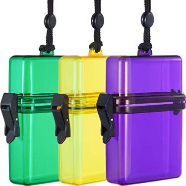 Imagem de Capa à prova d'água com porta-crachá para identidade e bolsa esportiva flutuante 3 peças (3 cores) com anel para pendurar e corda, 12 x 7,5 x 3 cm, Color Set 2