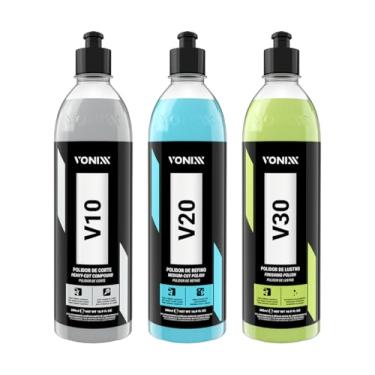 Imagem de Kit Polimento Automotivo Premium V10 V20 V30 Corte Refino Lustro 500ml Vonixx