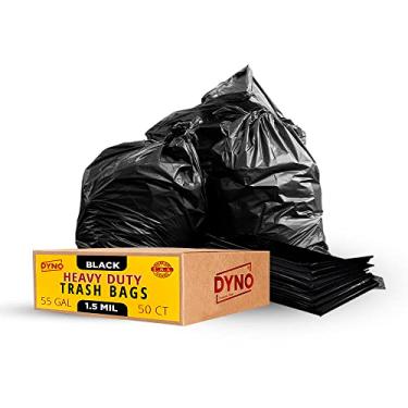 Imagem de 55-Gallon, 1.5 Mil Thick Heavy-Duty Black Trash Bags, 50 Count - Large Plastic Garbage Liners Fits Huge Cans for Home Garden Lawn Yard Recycling Construction & Commercial Use