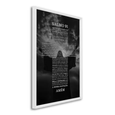Imagem de Quadro Decorativo Religioso Salmo 91 (Branco, 60x90, C/Vidro)