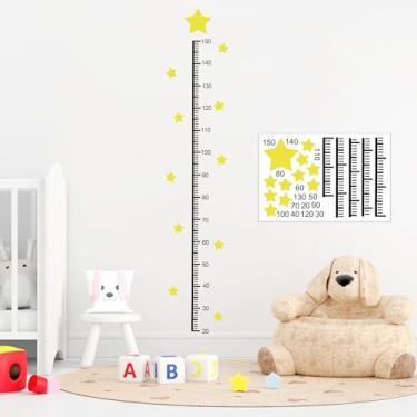 Imagem de Fssqii Adesivos de parede, adesivos de altura de estrela, gráfico de crescimento, adesivos para parede, régua, decalques de parede para berçário de crianças, decoração de parede para quarto de bebê,