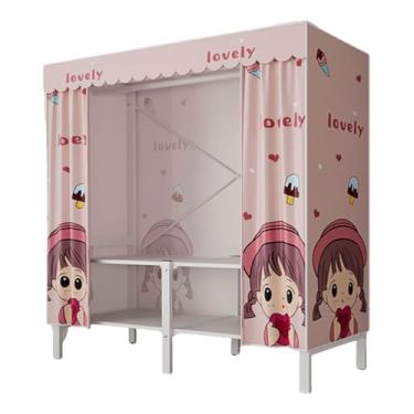 Imagem de Guarda-roupa Armário dobrável portátil para crianças, guarda-roupa com haste suspensa, empilhável, grosso, armário de armazenamento para casa, quarto armário