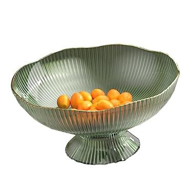 Imagem de Prato de Frutas Com Pés Transparentes e Furo de Drenagem, Bandeja de Frutas Luxuosa e Bonita Com Base Removível, Ideal para Uso Diário, Material Plástico, Pacote de 1 Peça (Verde)
