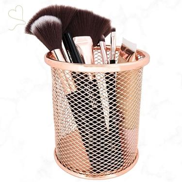 Imagem de PORTA PINCÉIS METAL ARAMADO ROSE GOLD PRÁTICO ELEGANTE 10cm