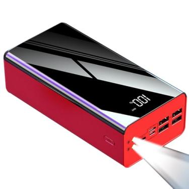 Imagem de Carregador Portátil De Banco De Energia Grande De 80000mAh Bateria Externa De Carregamento Rápido De 22,5 W Com 5 Saídas Banco De Energia Com Lanterna Para Viagens De Aca(Size:60000Mah,Color:vermelho)