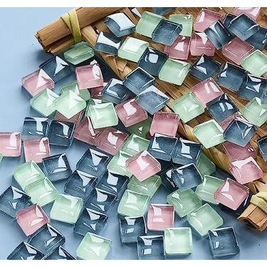 Imagem de Azulejos de mosaico 225 peças/pacote de 200 g de suprimentos de azulejo de mosaico de vidro cristal para decoração de casa, artesanato DIY, pratos, molduras de fotos, vasos de flores – azulejos