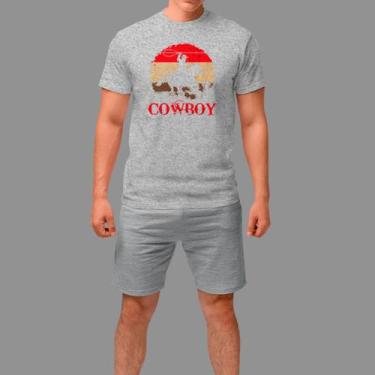 Imagem de Camisetas Básica Masculina Casual Moda Country Manga Curta Gola Redond