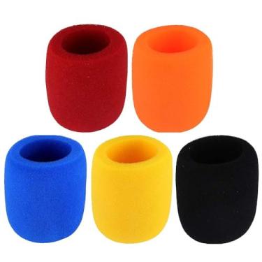 Imagem de Capa grossa para microfone, capas de microfone de espuma para para-brisas adequadas para a maioria dos microfones de palco de mão padrão, capas de espuma reutilizáveis (pacote com 5)