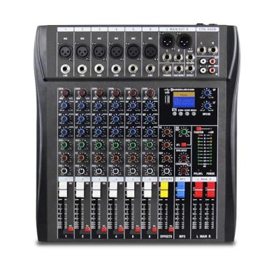Imagem de Mesa de Som Digital, 6 Canais XLR, MP3 Player Integrado, Interface USB, Equalizador de 3 Bandas, Efeitos Integrados entrada USB para PC Fonte de alimentação fantasma de 48V profissional