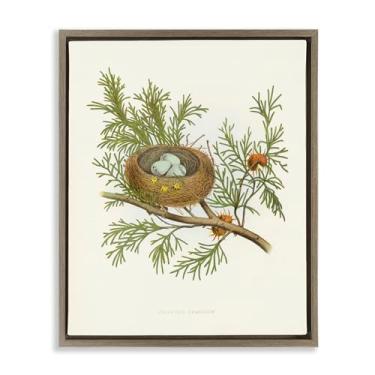 Imagem de Stupell Industries Design de arte de parede em tela emoldurada Forest Bird Nest on Branch Brown Floater por Tina Higgins Designs, Inc., 25 x 31