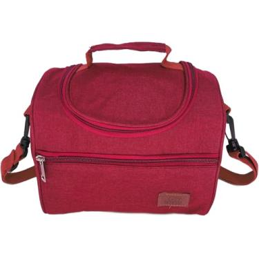 Imagem de Bolsa Lancheira Termica com Bolso lateral e Alça de Mão e Ombro (Vermelha)