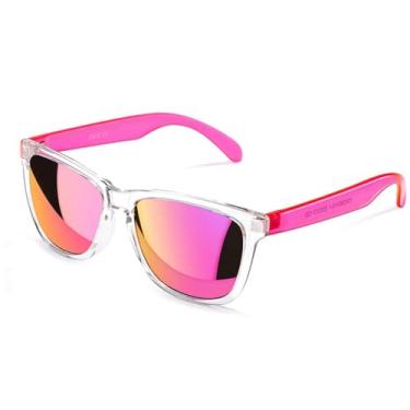 Imagem de COLOSSEIN Óculos de sol femininos, armação quadrada clássica UV400, lentes espelhadas, óculos de sol adequados para praia, férias, dirigir, C1 - Lente espelhada rosa, 55
