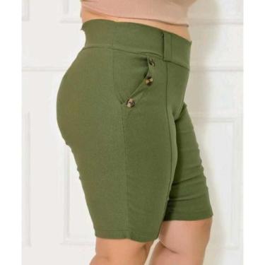 Imagem de Bermuda Feminina Bengaline Plus Size Lycra 42 Ao 52 Com Botões - BC Gi