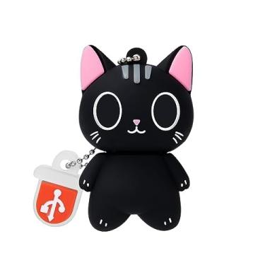 Imagem de Pen Drives USB, pen drive BORLTER CLAMP fofo, 32 GB, 64 GB, desenho animado, gato, memória de alta velocidade, pendrive USB 2.0 com chaveiro