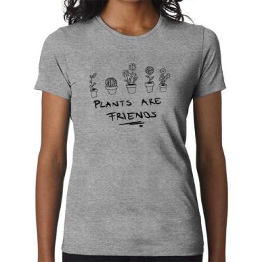 Imagem de Baby Look Plants are Friends - Foca na Moda, Cinza, M