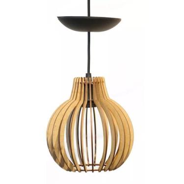Imagem de Pendente Garrafão Madeira MDF Luminária de Teto - Bronzil