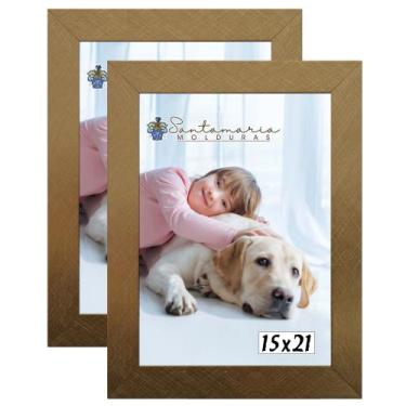 Imagem de Kit 2 Molduras Porta Retrato 15X21 Dourado - Santamaria Molduras