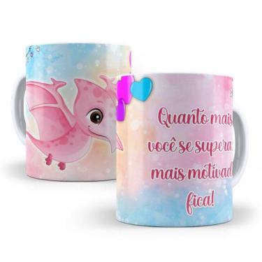 Imagem de Caneca de Cerâmica 325ml Dinossauro Motivacional - Mecolour