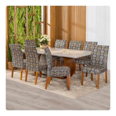 Imagem de Kit Capa De Cadeira 8 Unidades Tecido Malha Gel ESTAMPADA - Lenharo En