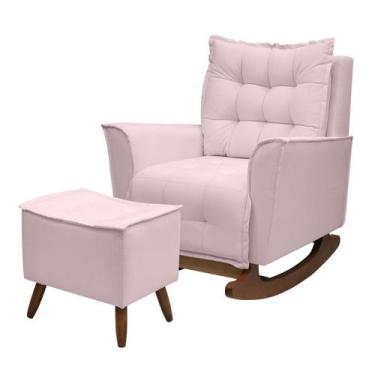 Imagem de Poltrona Amamentação De Balanço Helena + Puff Linho Quarto - Kasa Sofá