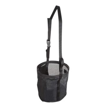 Imagem de YIJU Mesh de malha de saco de feno para ração de cavalos, respirável, fundo sólido, bolsa de paredes de grãos de feno grande para alimentação lenta, Preto