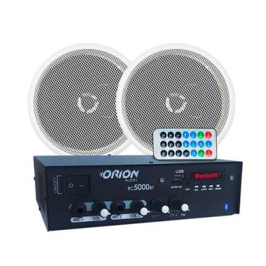 Imagem de Kit Receiver + 2 Caixas De Embutir Som Ambiente Bluetooth 5p - ORION