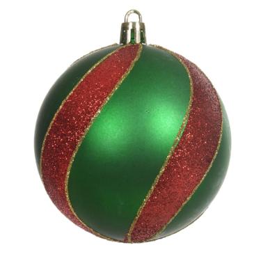 Imagem de Jg 2 bola decorada natalina no pvc na cor verde 8CM