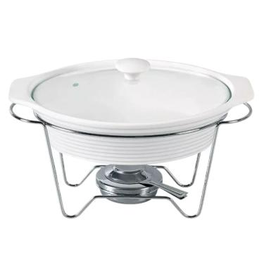 Imagem de Rechaud 2,3L Porcelana Oval Com Queimador 37x24,5x22cm.