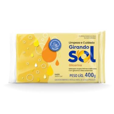 Imagem de Girando Sol Sabão Em Barra Glicerina 400G Sabão Em Barra Multiuso Amarelo Com Pura Glicerina Contém 1 Unidade De 400G