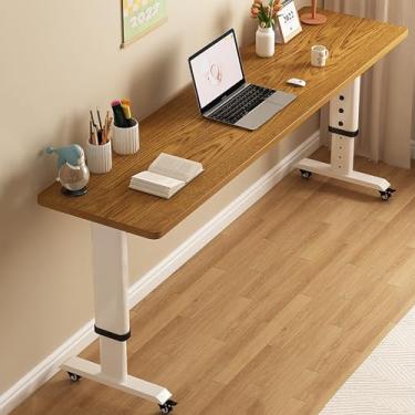 Imagem de Mesa de cama, mesa de cama com rodinhas com altura ajustável, mesa móvel para laptop com perna de metal resistente, para hospital e casa