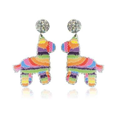 Imagem de Brincos Cinco De Mayo para mulheres, chapéu de cavalo Fiesta, cacto, violão, pimentão, brinco com pingente de gota de acrílico para roupa de festival mexicano, One size, Liga de aço, Sem pedra