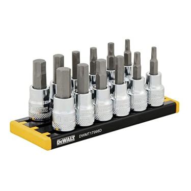 Imagem de DEWALT CONJUNTO DE SOQUETES hexagonais, SAE e MM 3/8, 12 peças (DWMT17002)